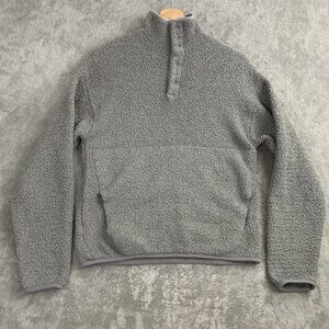 SKIMS Sweater Womens XXS Cozy Knit Pullover Gray 1/4 Snap Loungewear Fleece